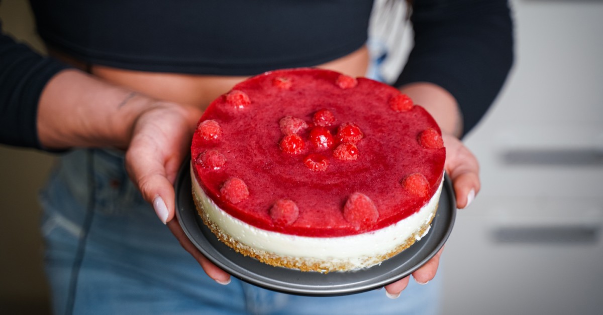 Tarta de queso proteica cremosa sin hornear